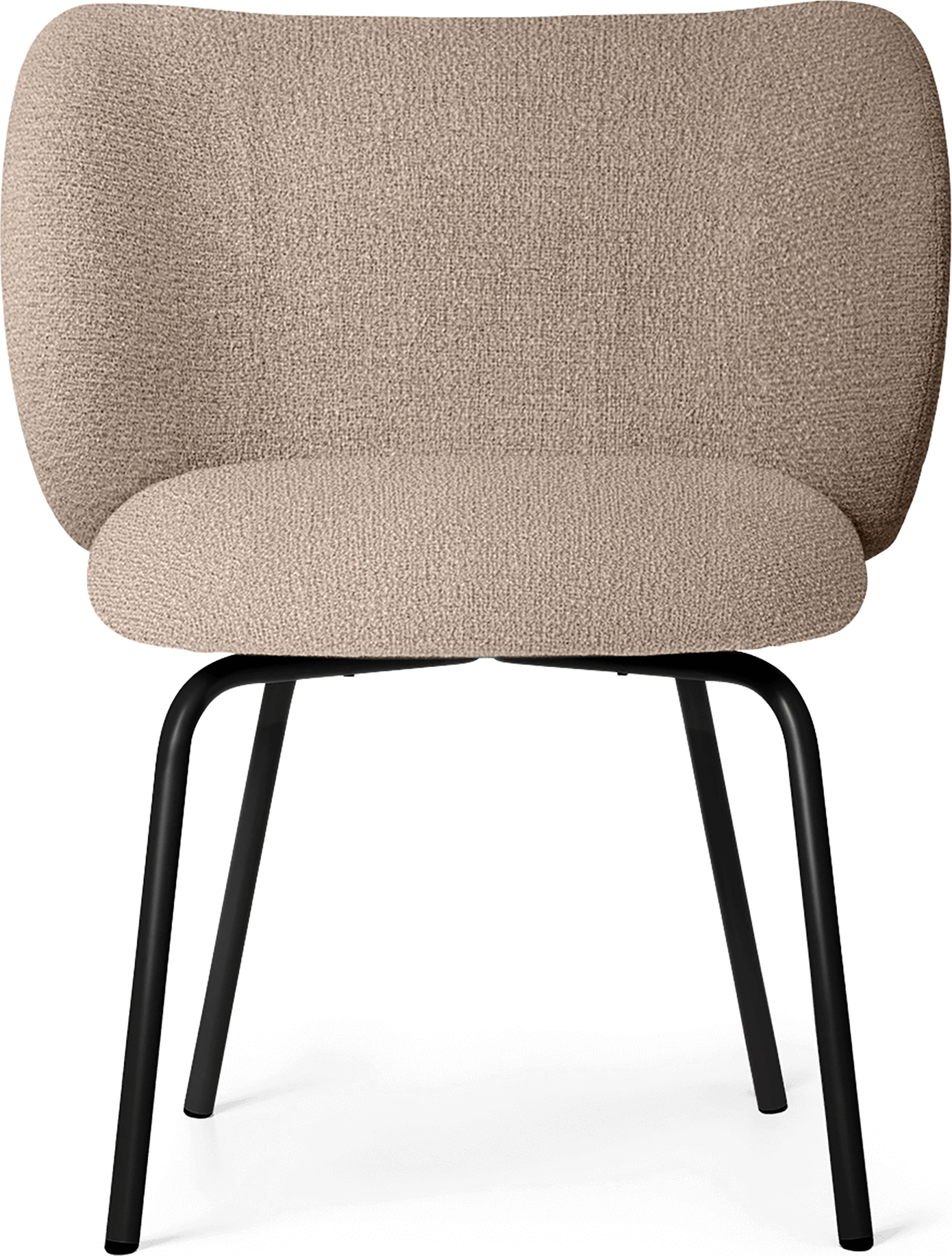 Krzesło Rico Bouclé piaskowe z czarnymi nogami