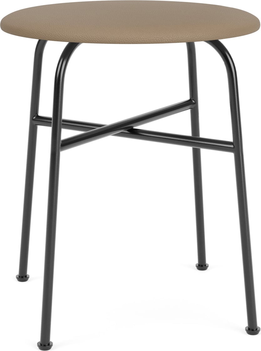 Stołek Afteroom 45 cm brązowy siedzisko skórzane