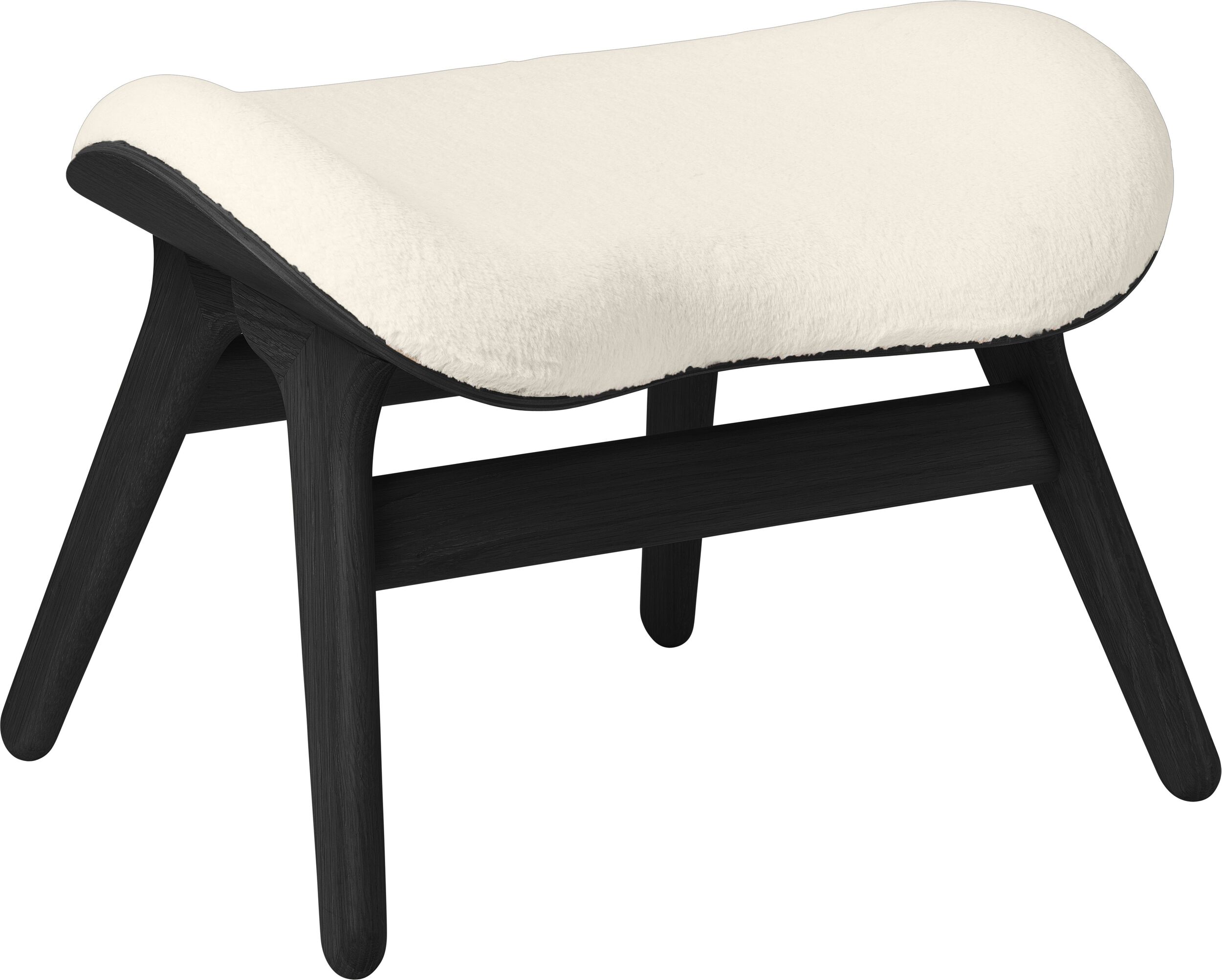 Podnóżek Conversation Piece Teddy biały na czarnych dębowych nogach