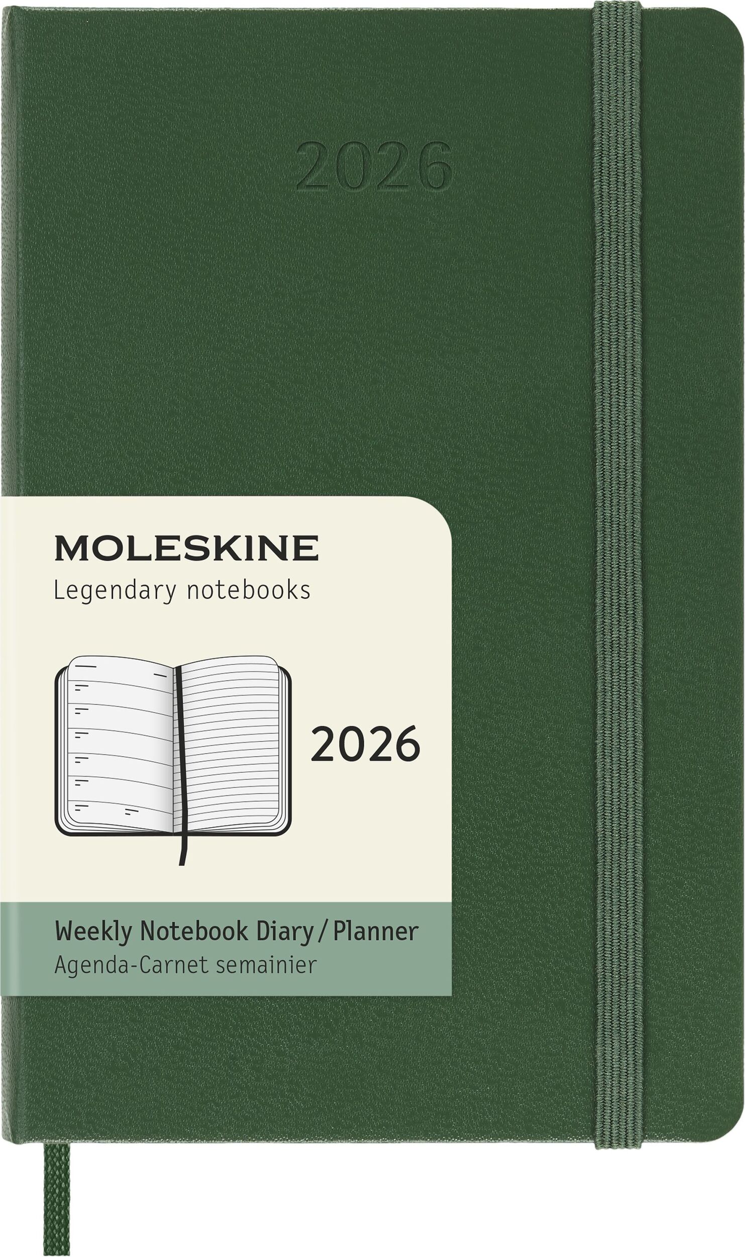 Kalendarz tygodniowy w twardej oprawie Moleskine 2026 12M P zielony