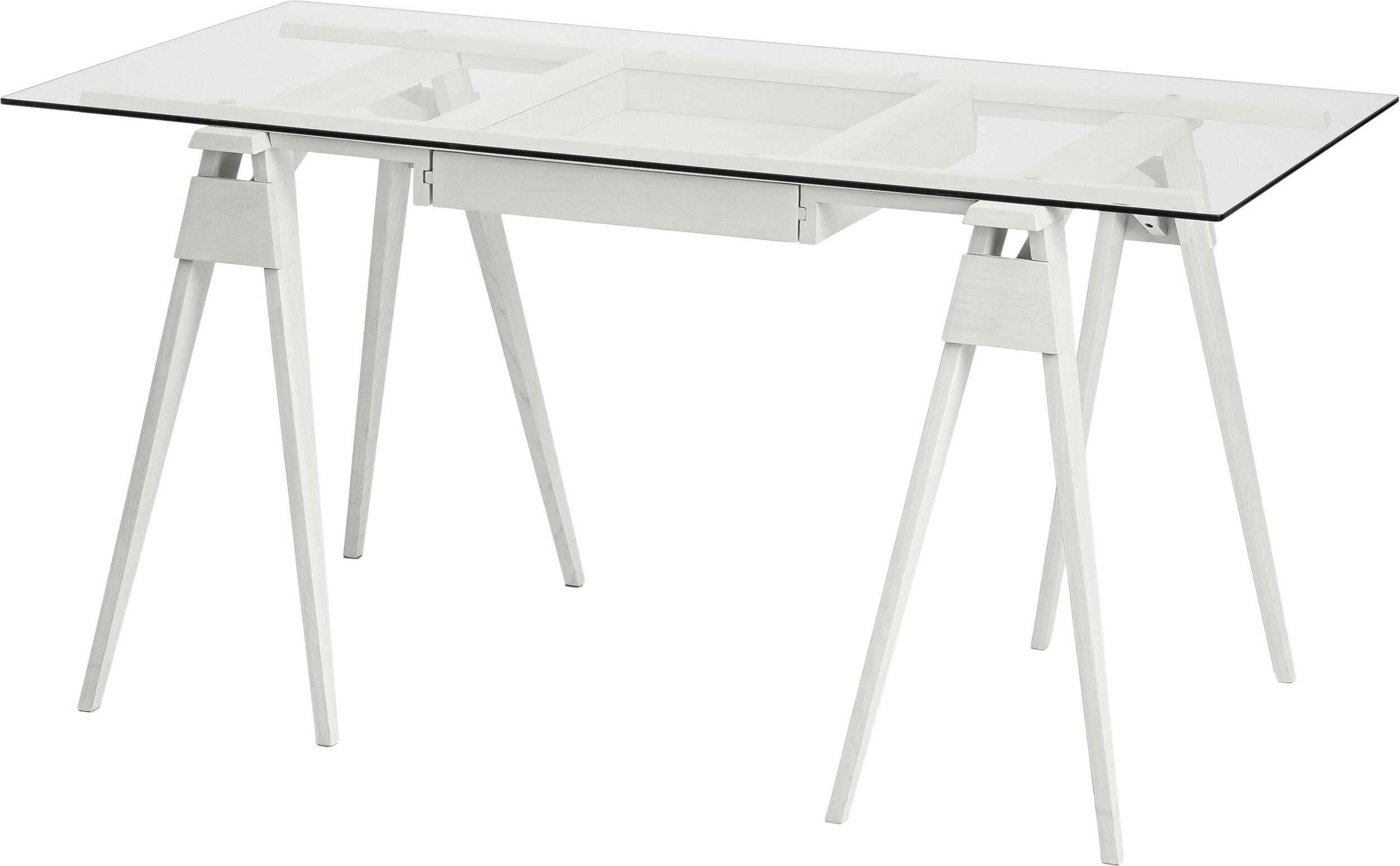Biurko ze szklanym blatem Arco białe