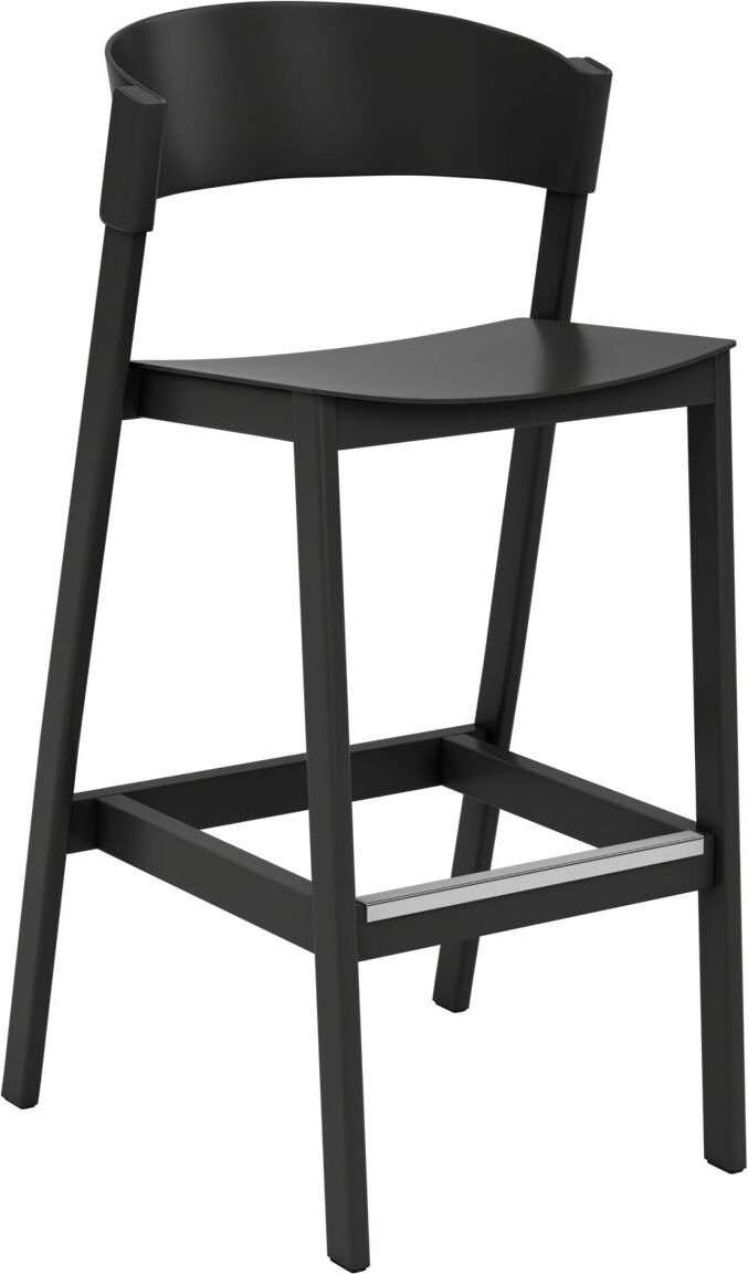 Stołek barowy Cover 75 cm czarny z ochraniaczem na podnóżek