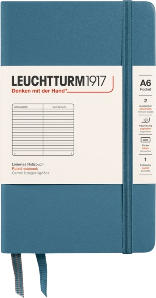 Notes w linię w twardej oprawie Leuchtturm 1917 A6 187 stron niebieskoszary 80 g/m²