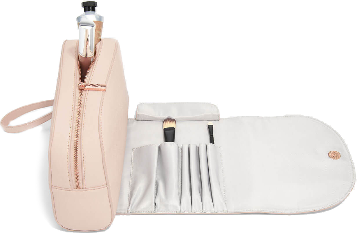 Kosmetyczka Stackers z kieszeniami na pędzle różowa