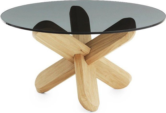 Stolik Ding dębowy z przydymionym blatem