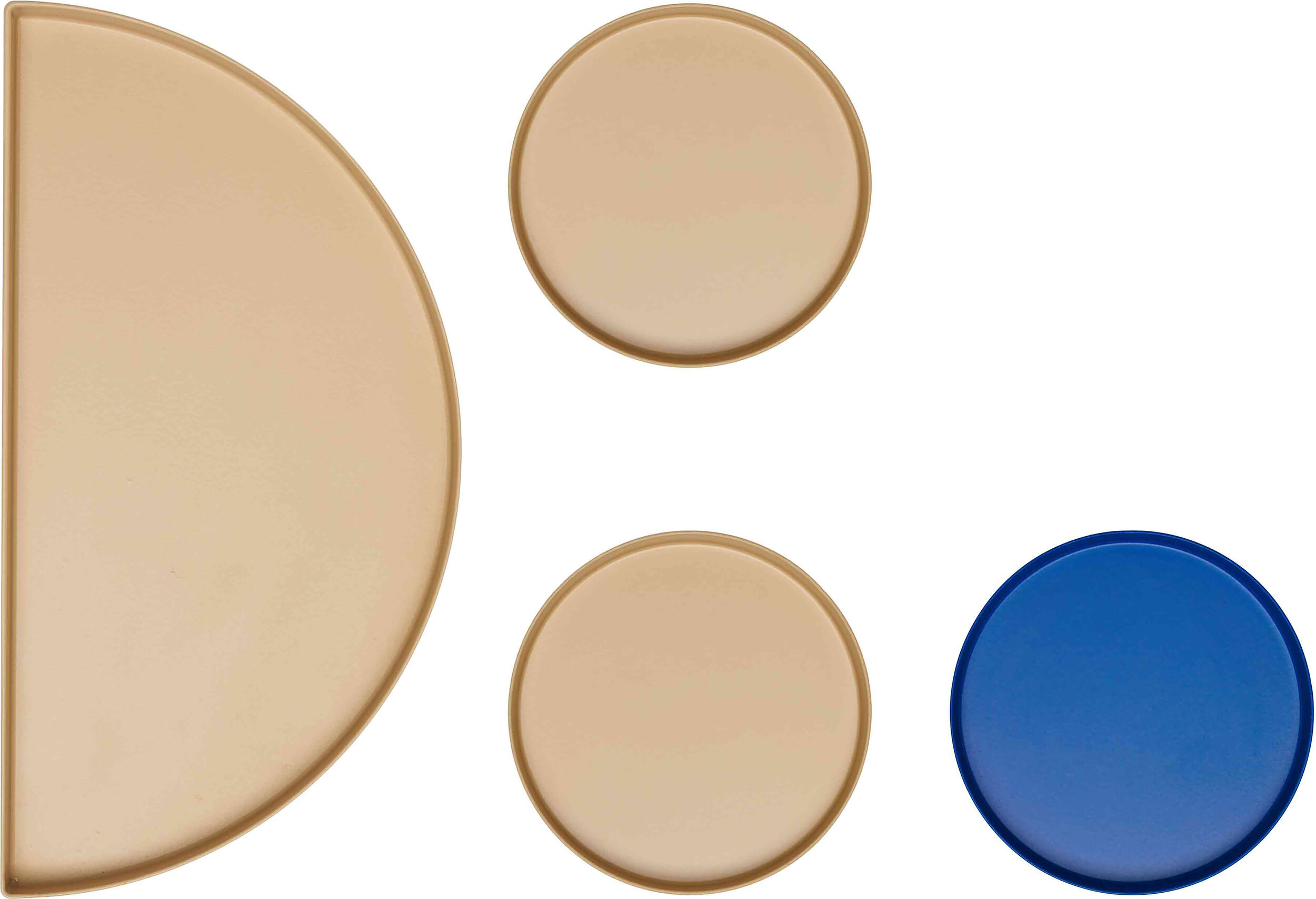 Tace dekoracyjne Treasure beżowe i kobaltowe 4 szt.