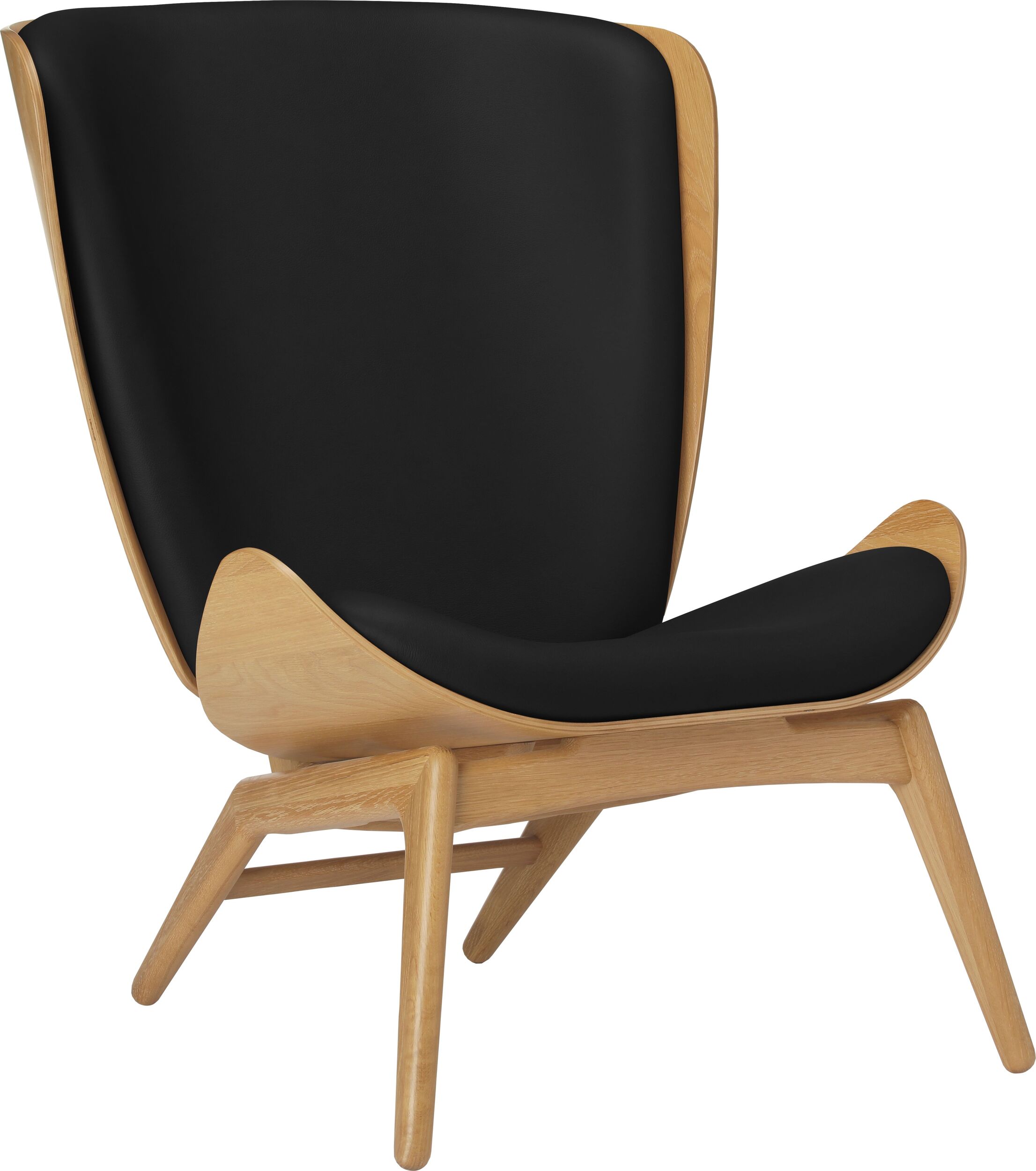 Fotel The Reader Hope czarny skórzany na dębowych nogach