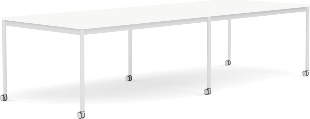 Stół na kółkach Base 110 x 300 cm biały laminowany ABS nogi białe