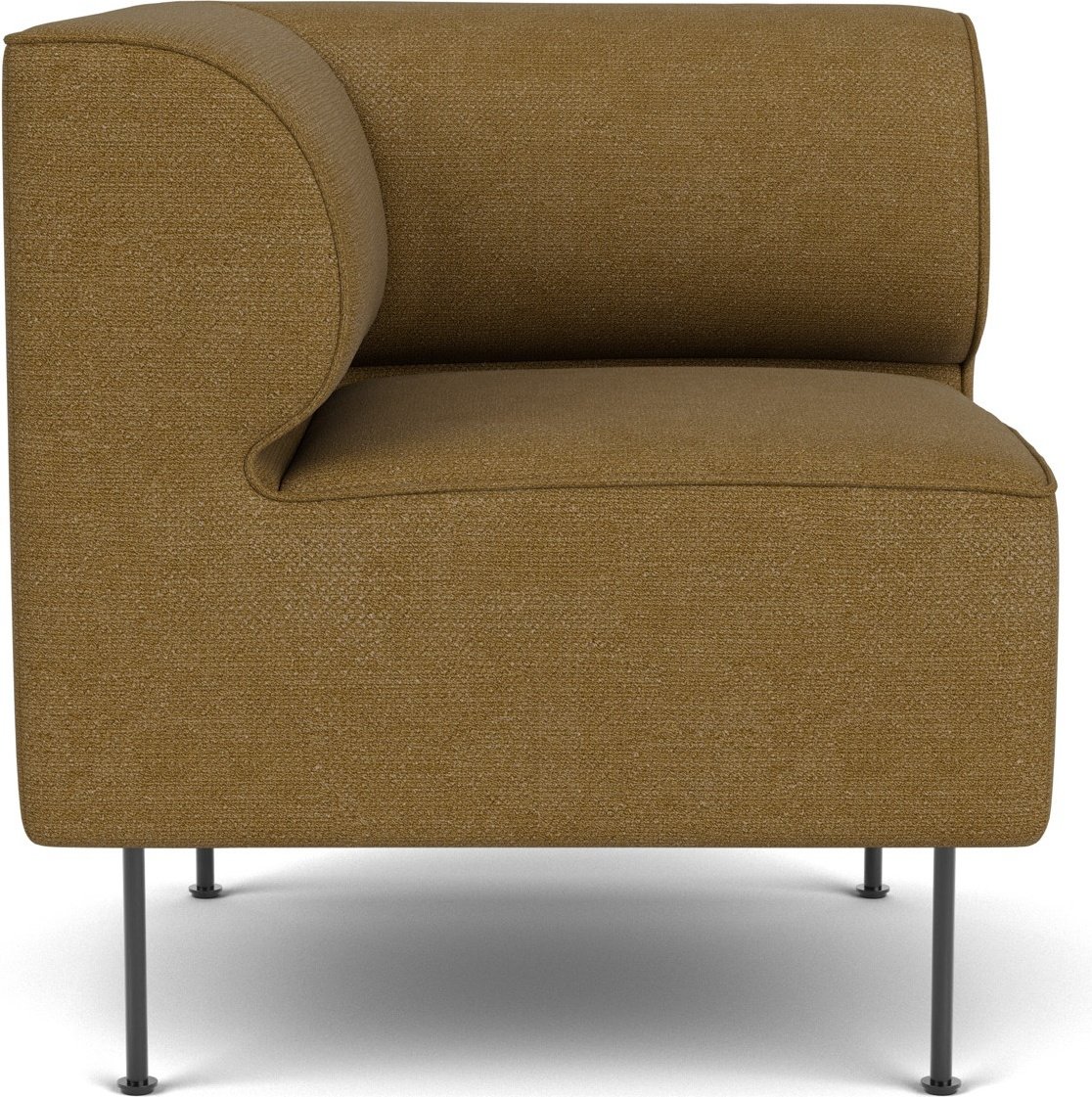 Narożnik lewostronny sofy modułowej Eave Bouclé 75 x 75 cm brązowy na czarnych stalowych nogach