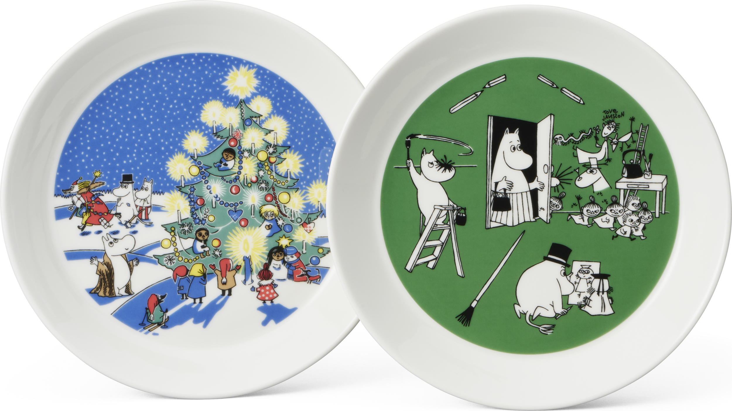 Talerze Arabia Finland Muminki Drawing & Christmas 19 cm 2 szt.