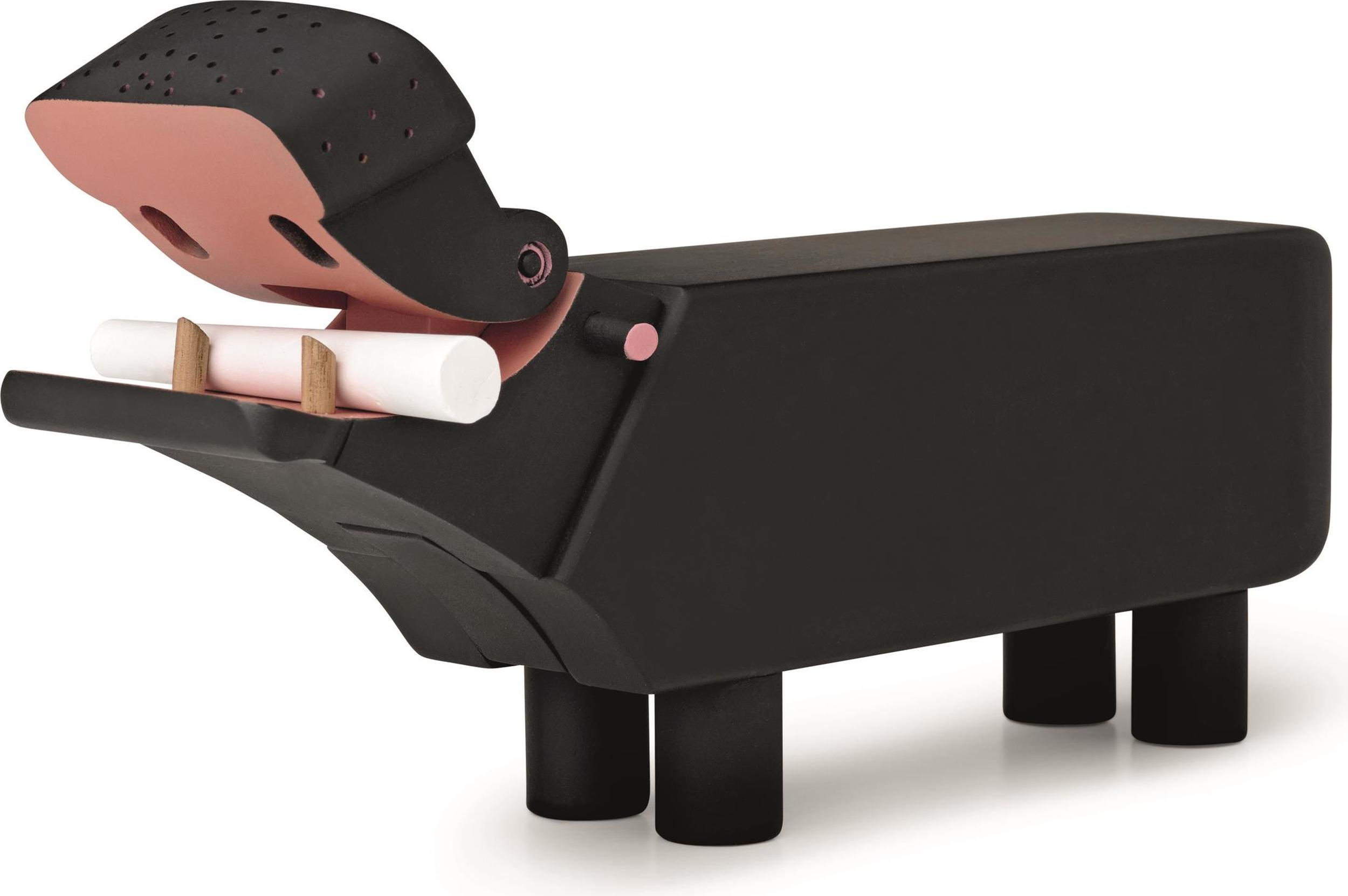 Dekoracja drewniana hipopotam czarna