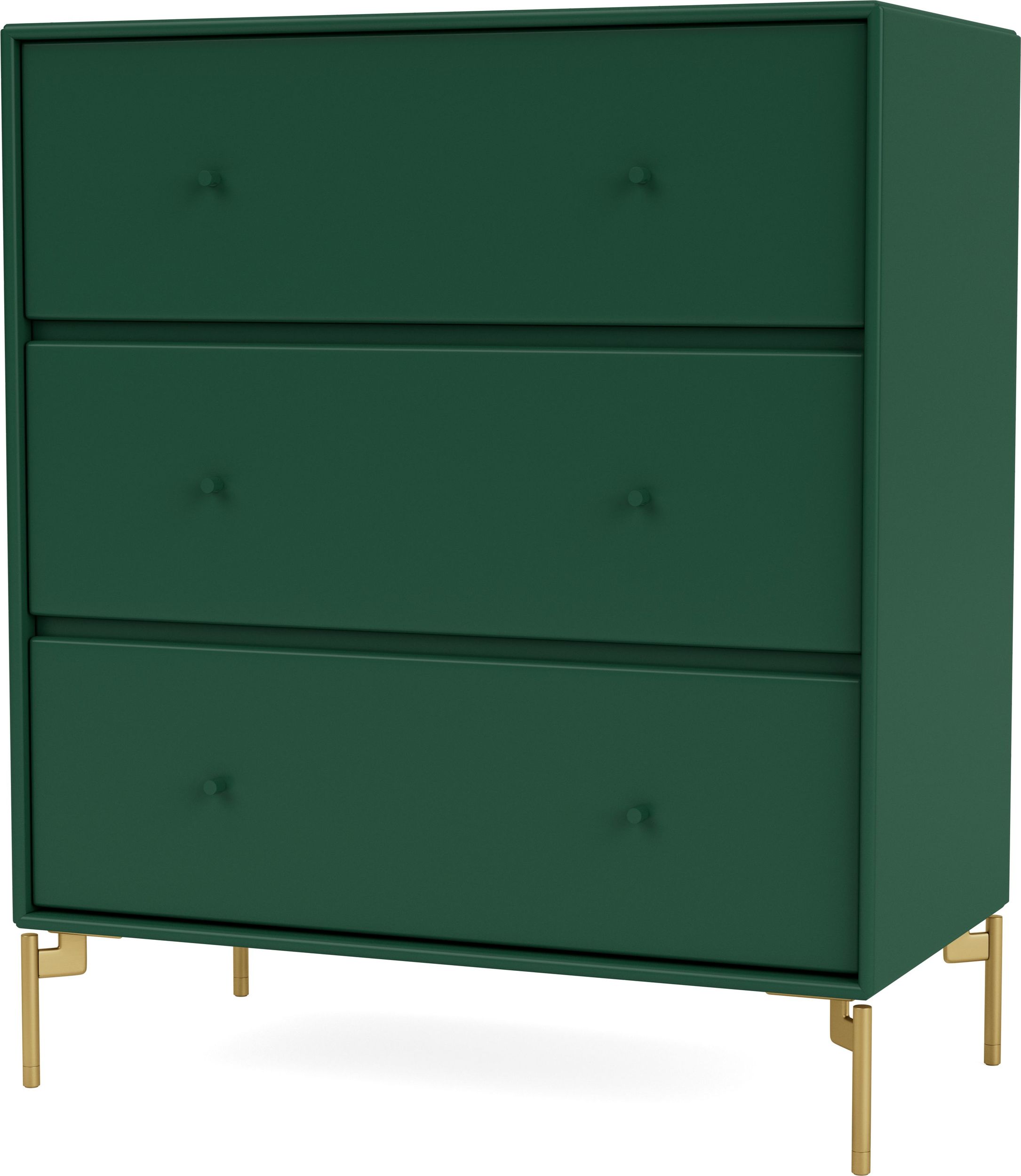 Komoda Carry ciemnozielona na mosiężnych nogach