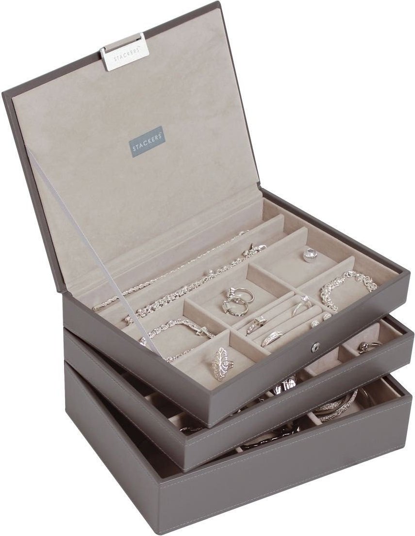 Szkatułka na biżuterię Stackers potrójna classic brązowoszara
