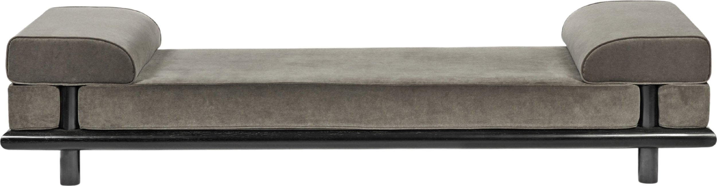 Leżanka Beth Velvet 280 cm szara czarny dąb