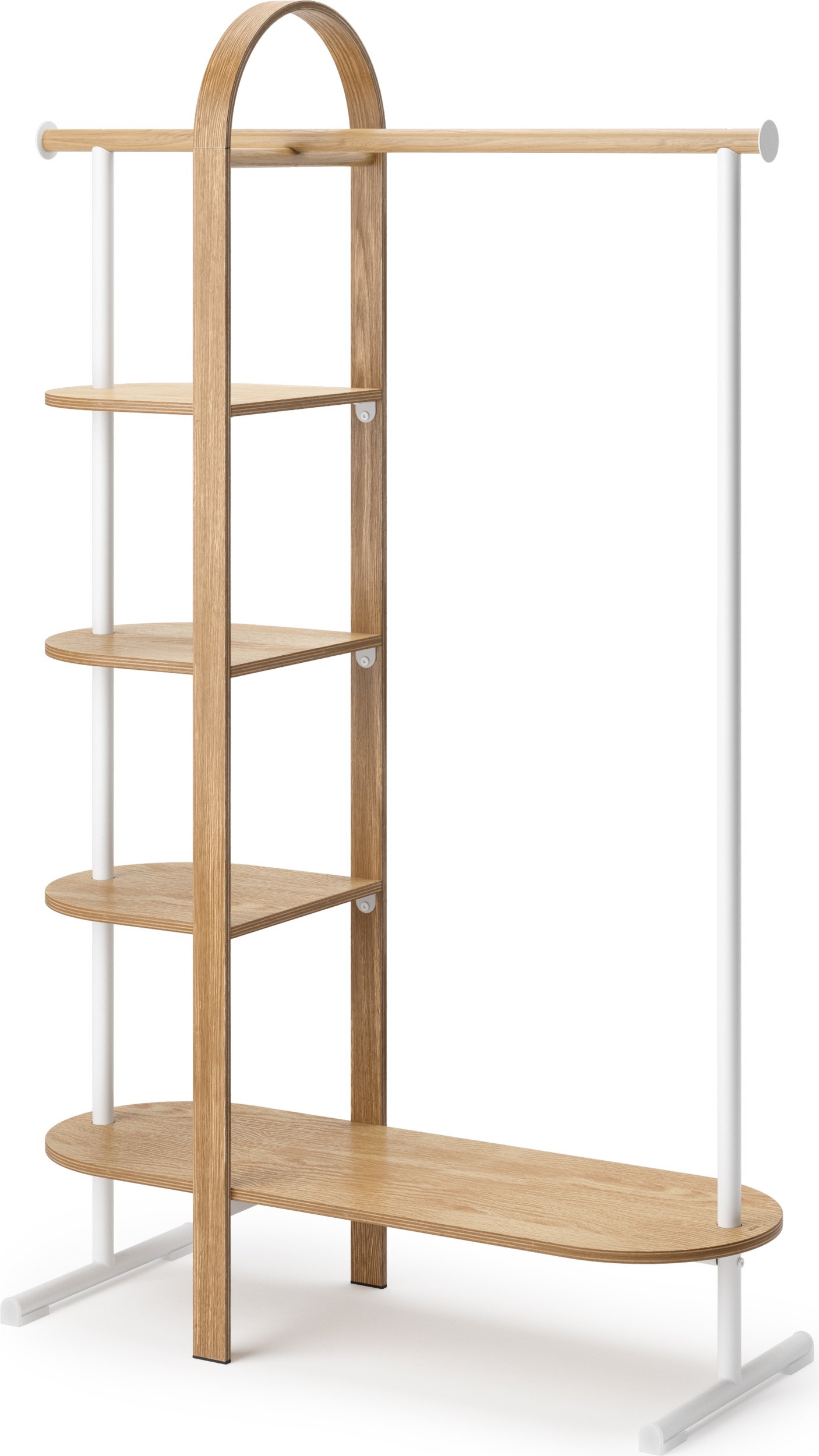 Wieszak stojący Bellwood biały z półkami