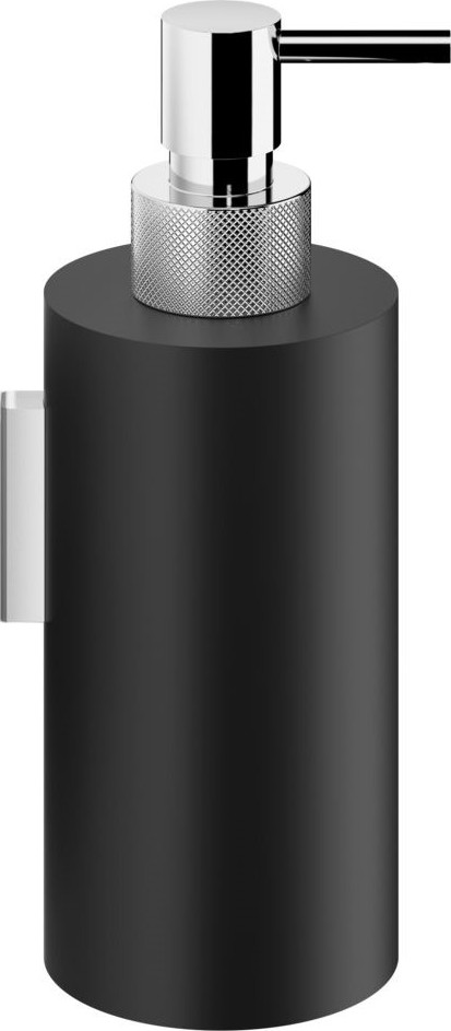 Dozownik do mydła Club gładki czarny mat-chrom ścienny