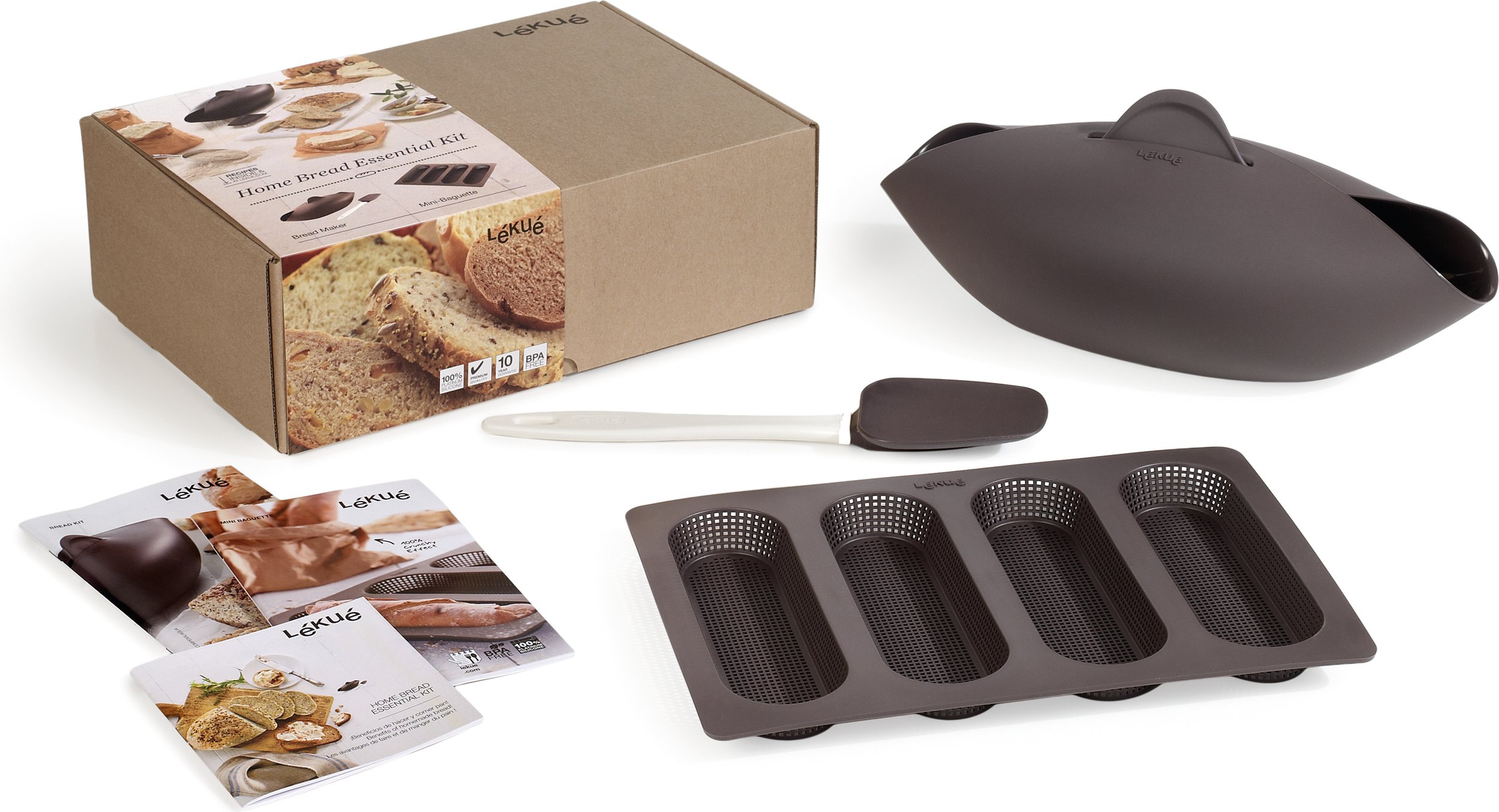 Naczynie do pieczenia chleba Lekue z formą do mini bagietek i szpatułką 3 el.