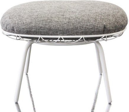 Podnóżek Pina biały z szarą poduszką