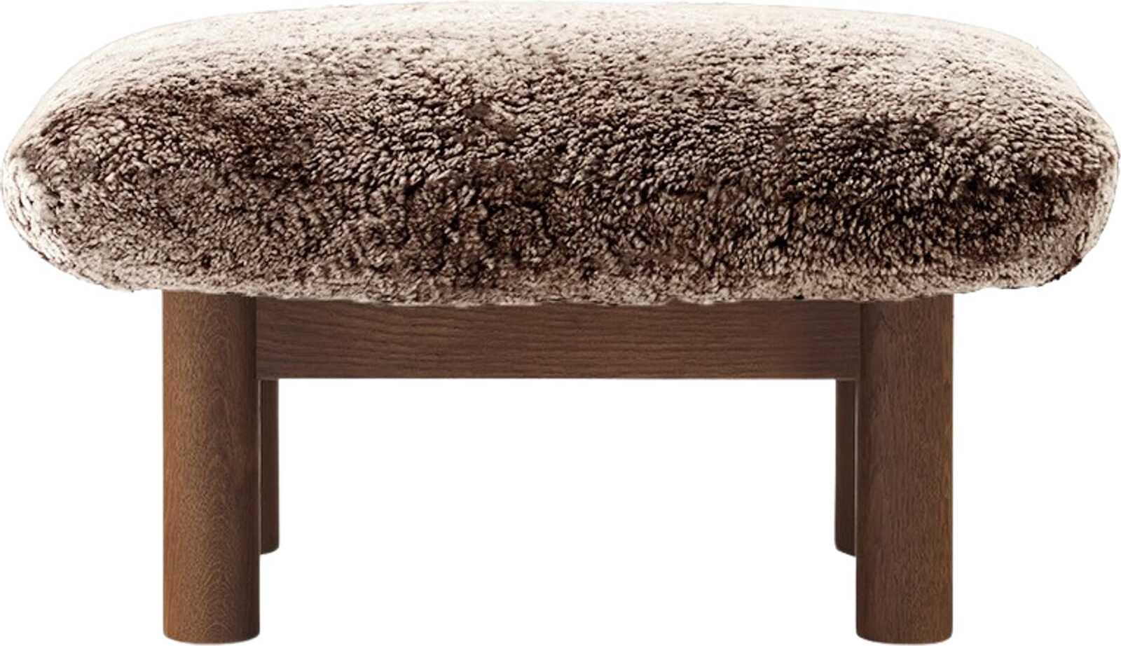 Podnóżek Brasilia Sheepskin brązowy na ciemnych dębowych nogach