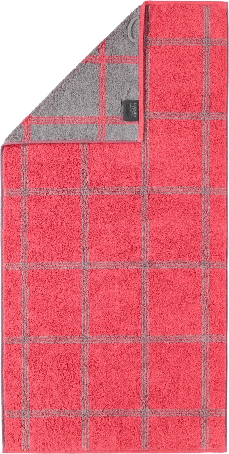 Ręcznik Two-Tone w kratę 80 x 150 cm koralowy