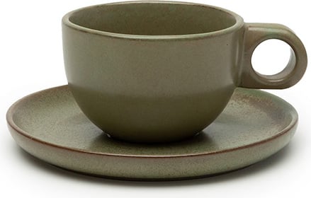 Filiżanka do kawy lungo ze spodkiem Surface 130 ml ciemnozielona 2 el.