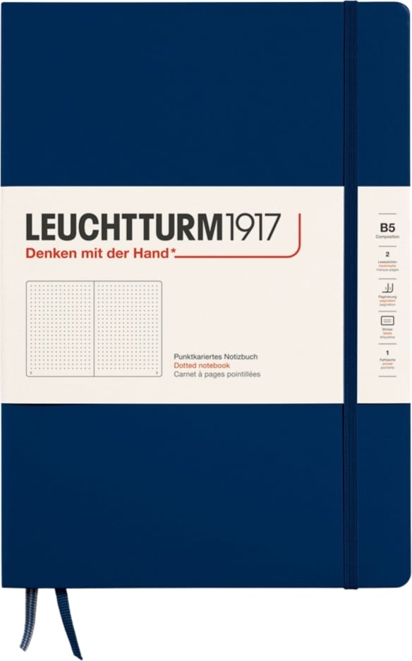 Notes w kropki w twardej oprawie Leuchtturm 1917 B5 219 stron granatowy 80 g/m²