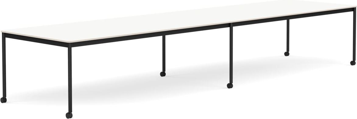 Stół na kółkach Base 110 x 440 cm biały laminowany nogi czarne