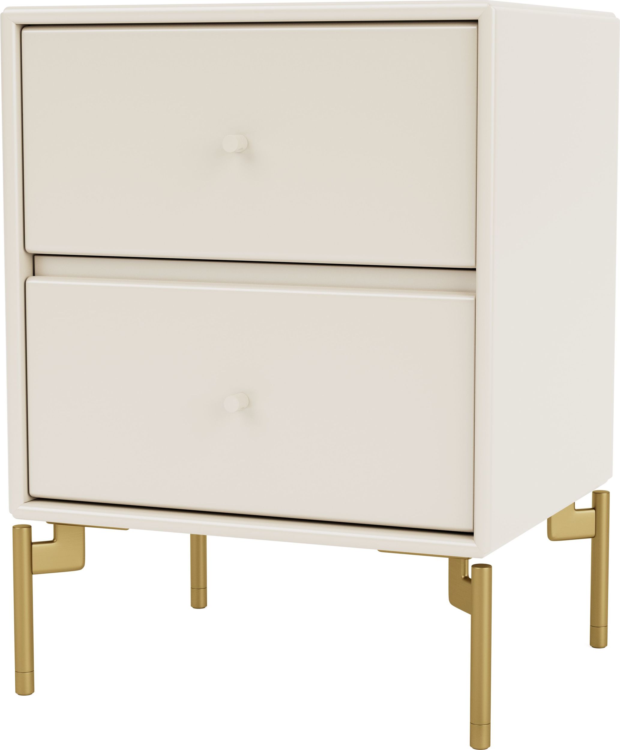 Szafka nocna Drift jasnobeżowa na mosiężnych nogach