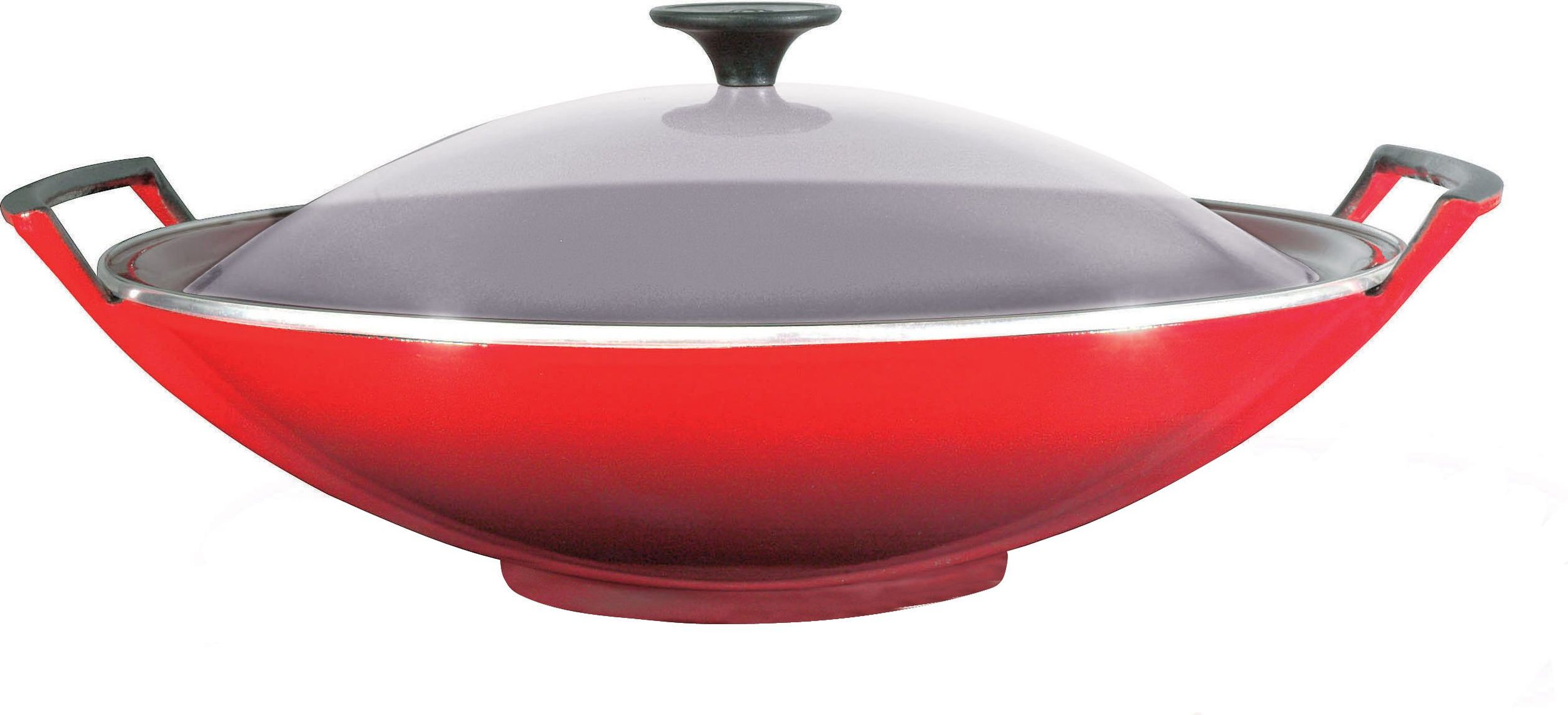 Wok Tradition Collection 36 cm wiśniowy ze szklaną pokrywką