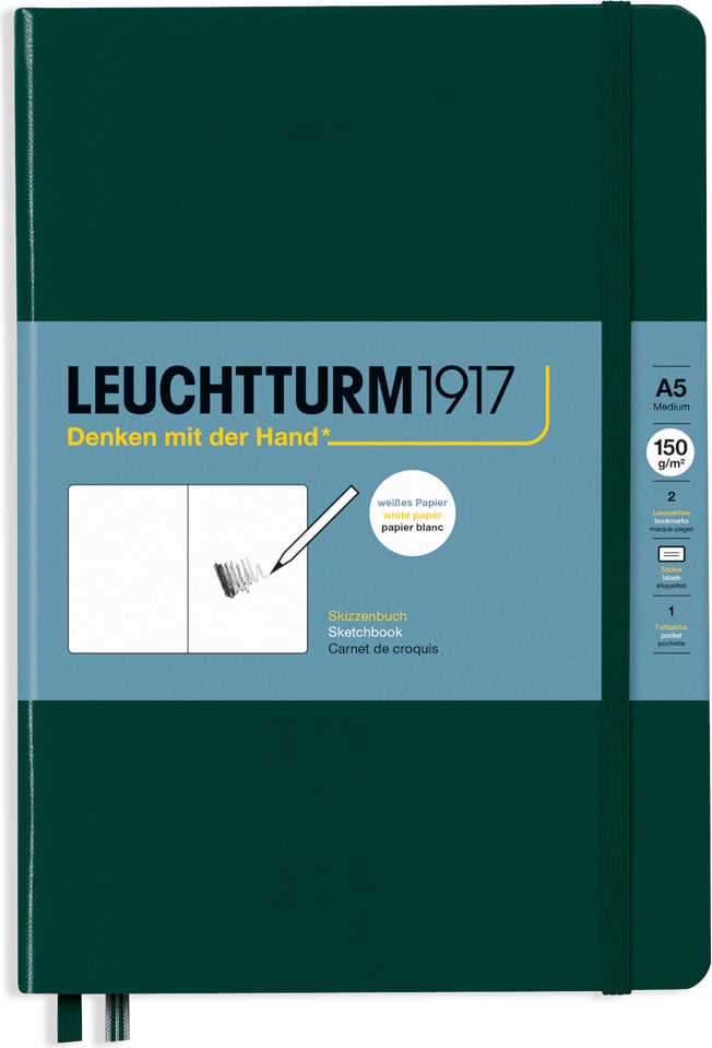 Szkicownik w twardej oprawie Leuchtturm 1917 A5 112 stron leśna zieleń 150 g/m²