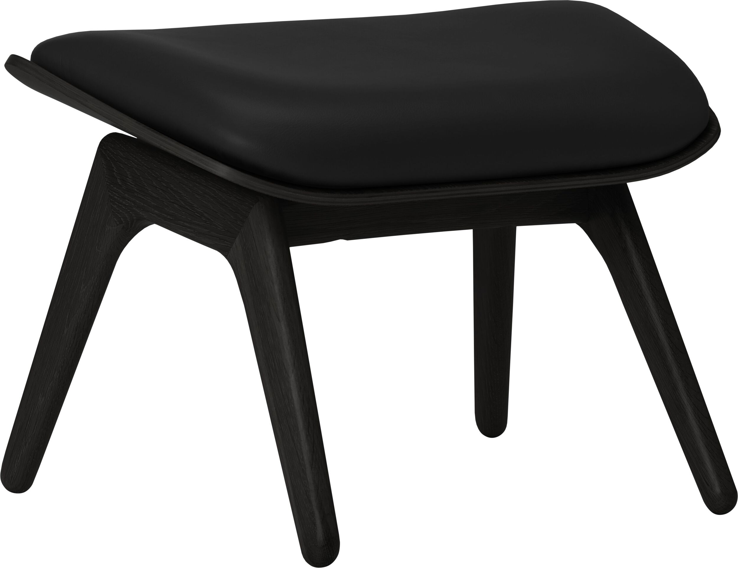 Podnóżek The Reader Hope czarny skórzany na czarnych dębowych nogach