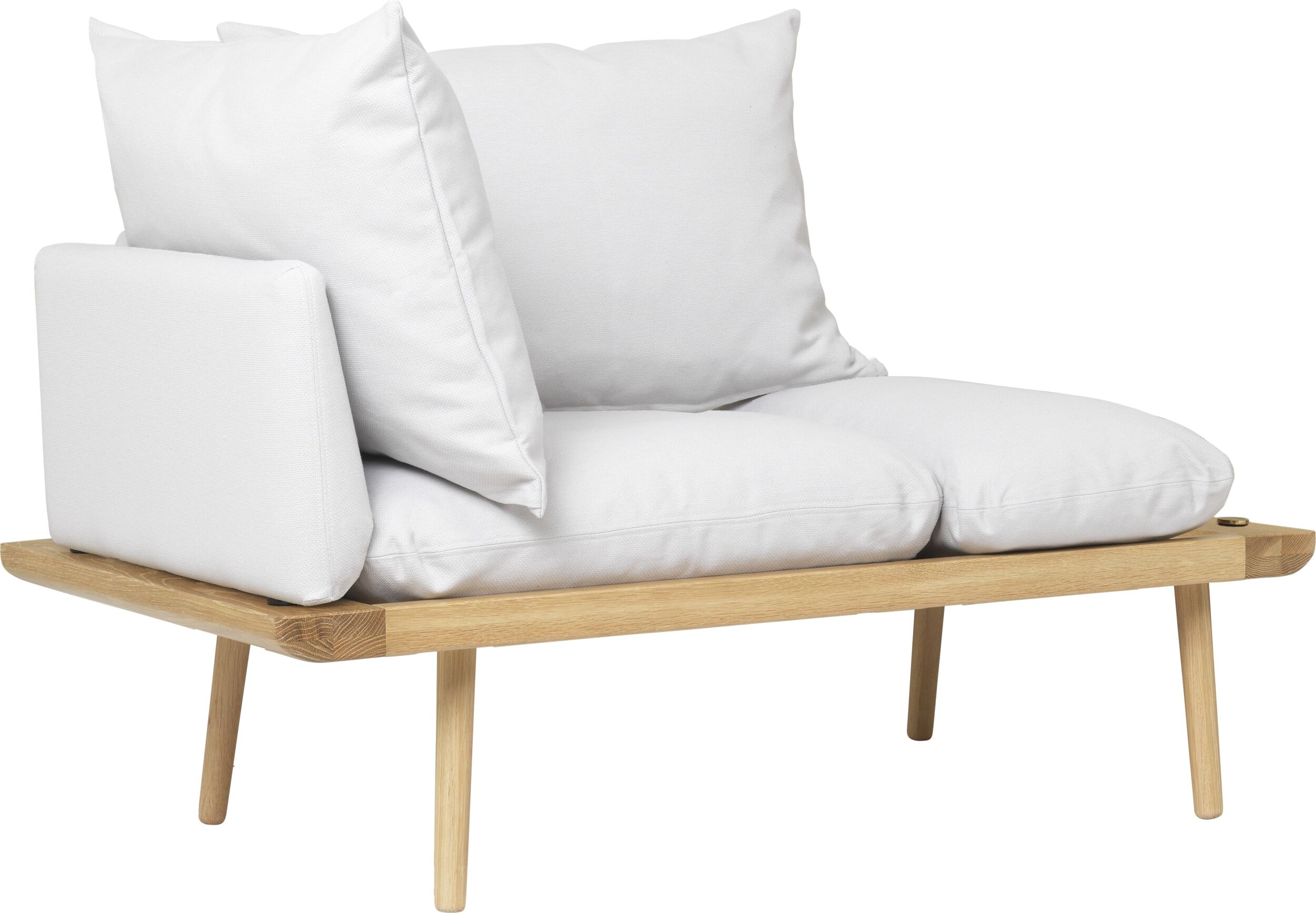 Sofa Lounge Around jasnoszara na dębowych nogach