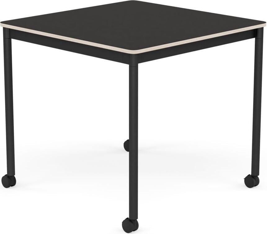 Stół na kółkach Base kwadratowy 80 cm czarny linoleum nogi czarne