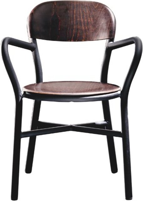 Krzesło Pipe z podłokietnikami czarne, ciemny buk