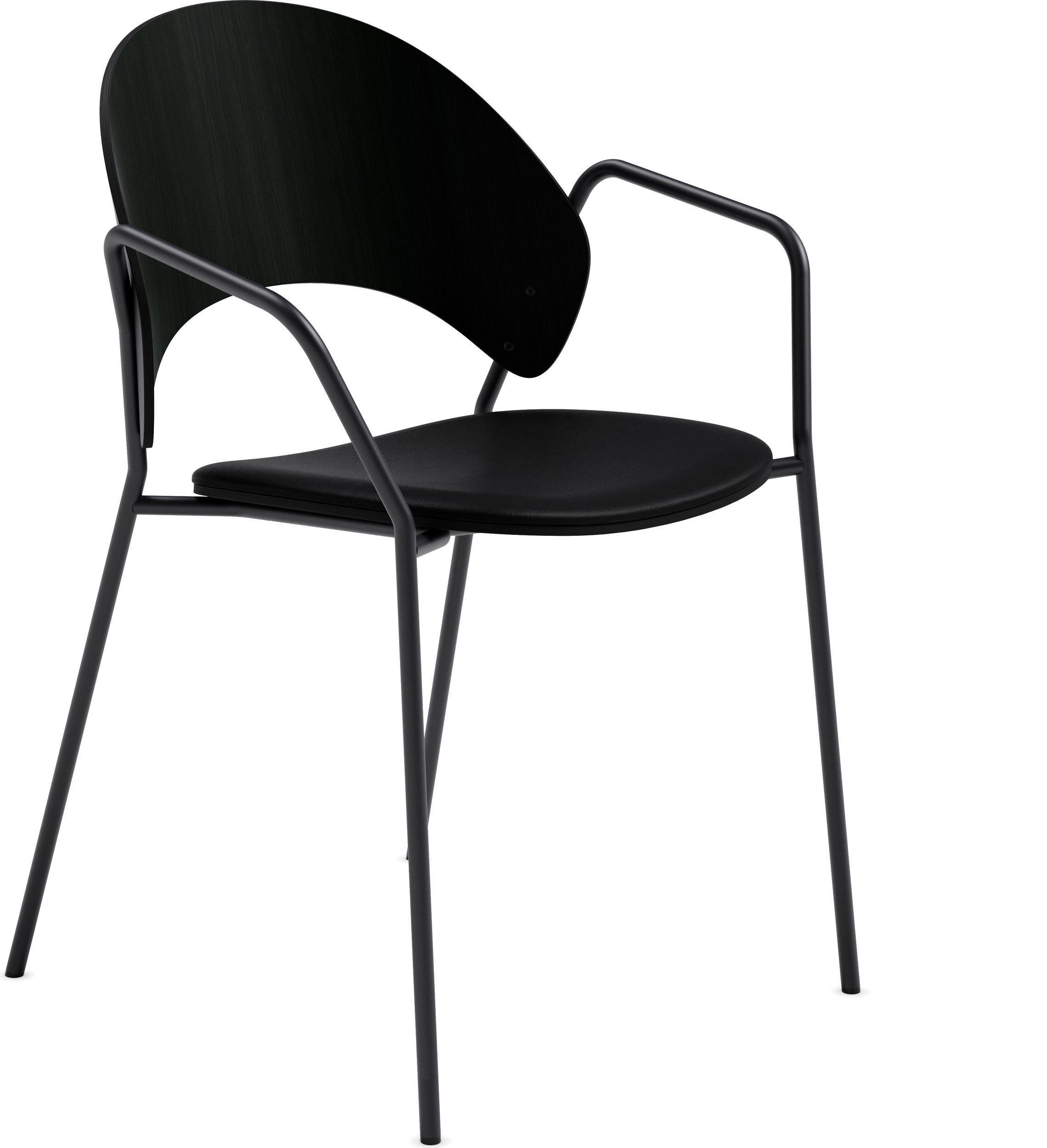 Krzesło tapicerowane z podłokietnikami Dosina czarne siedzisko czarne