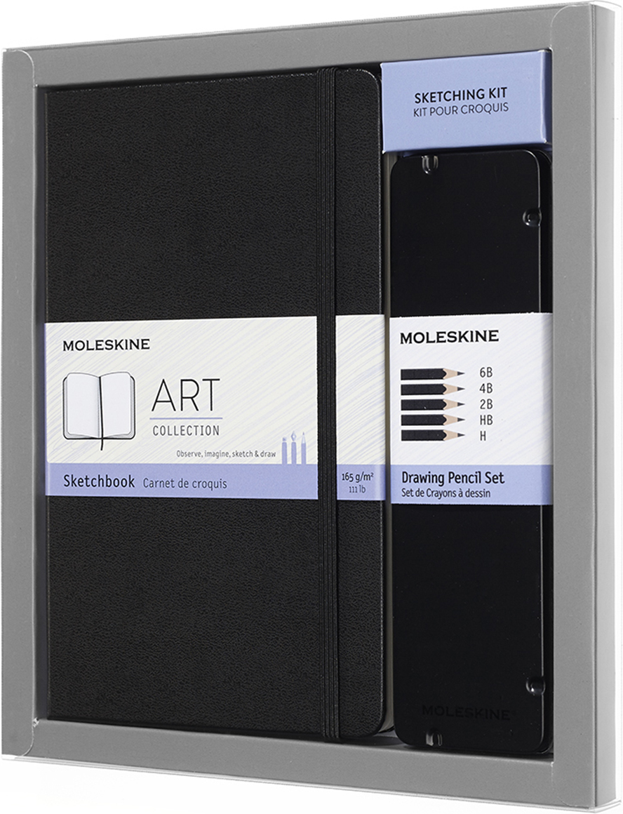 Szkicownik Moleskine L 165 g/m² z zestawem ołówków 2 el.