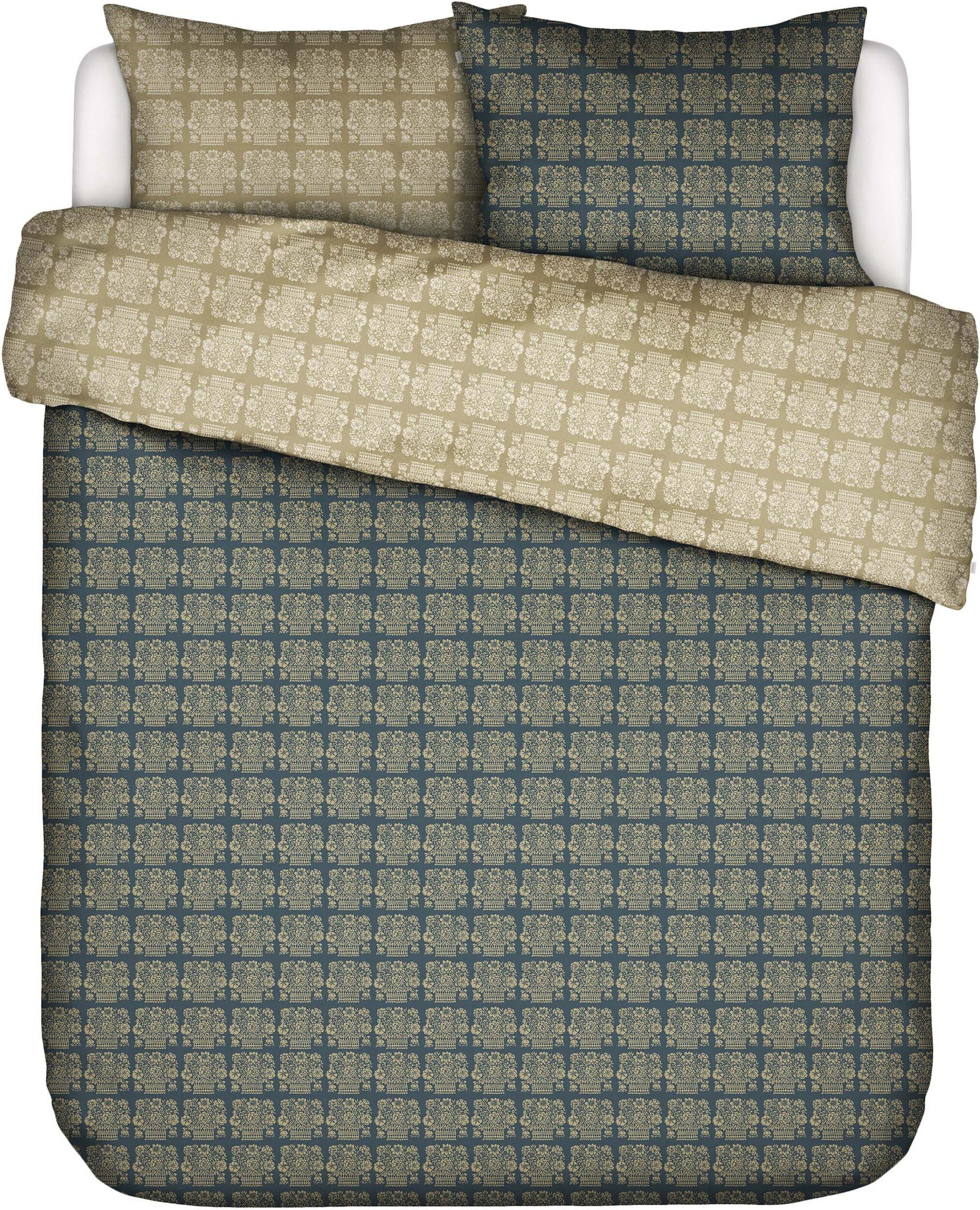 Pościel Luz 200 x 200 cm beżowo-szara z 2 poszewkami na poduszki 80 x 80 cm zapięcie suwak