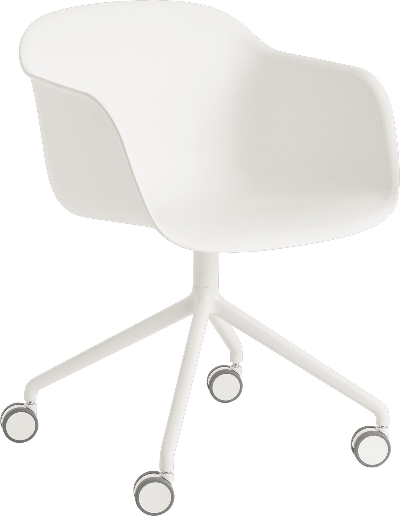 Fotel na kółkach Fiber Swivel biały na aluminiowych nogach