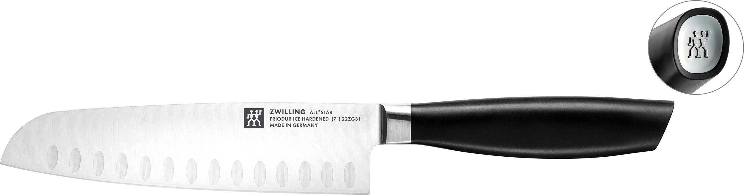 Nóż santoku karbowany All Star 18 cm srebrny