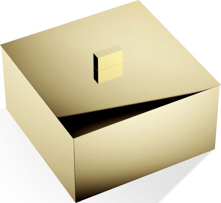Pojemnik łazienkowy Corner 17 cm złoty z pokrywką