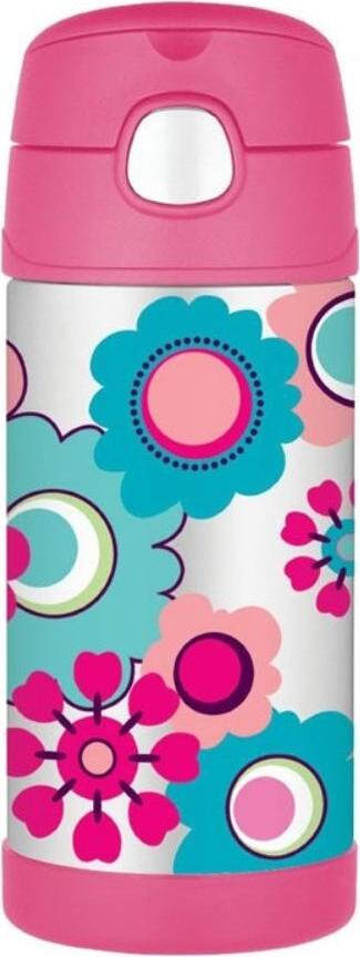 Butelka termiczna ze słomką FUNtainer kwiaty 355 ml różowa