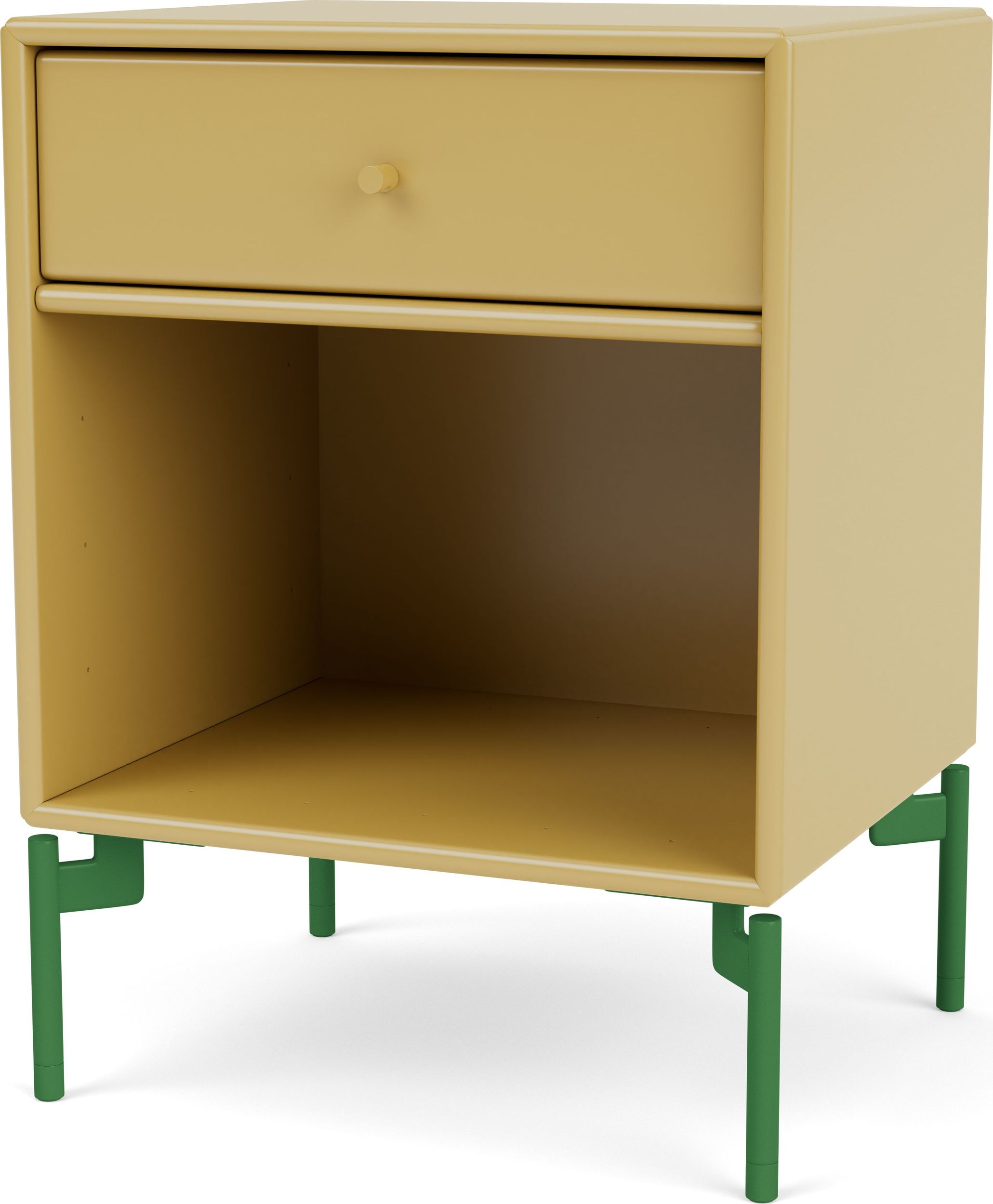 Szafka nocna Dream musztardowa na zielonych nogach