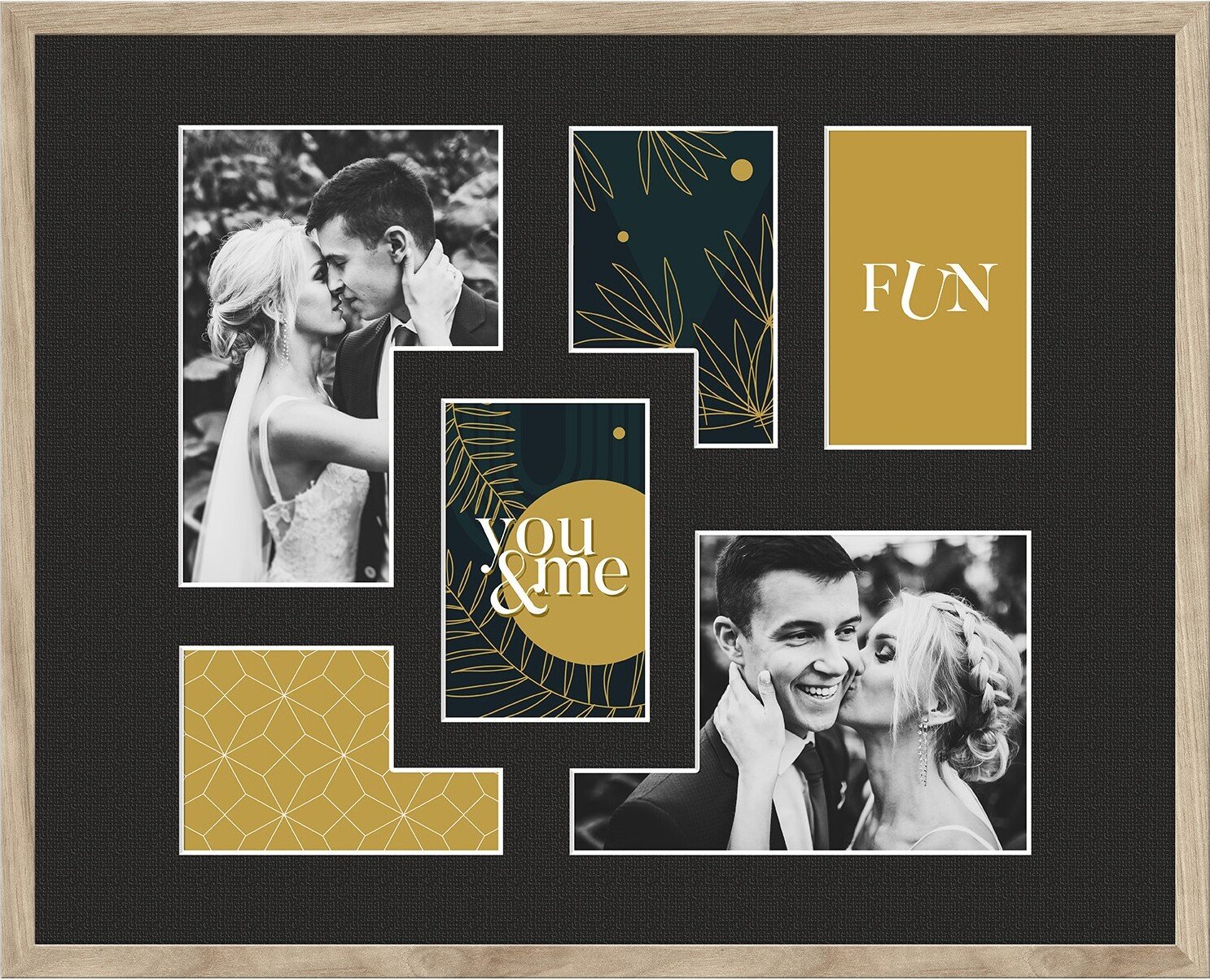 Ramka na 6 zdjęć Kyoto 40 x 50 cm beżowa z czarnym passepartout