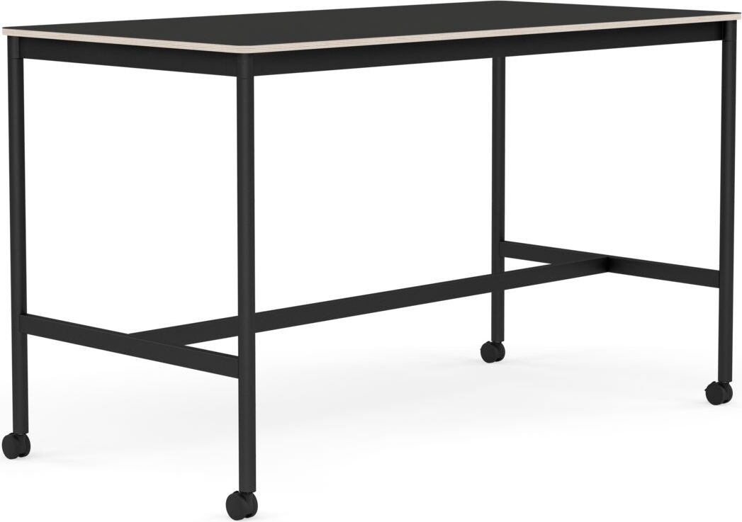 Stół na kółkach Base 80 x 160 x 95 cm czarny nanolaminat nogi czarne