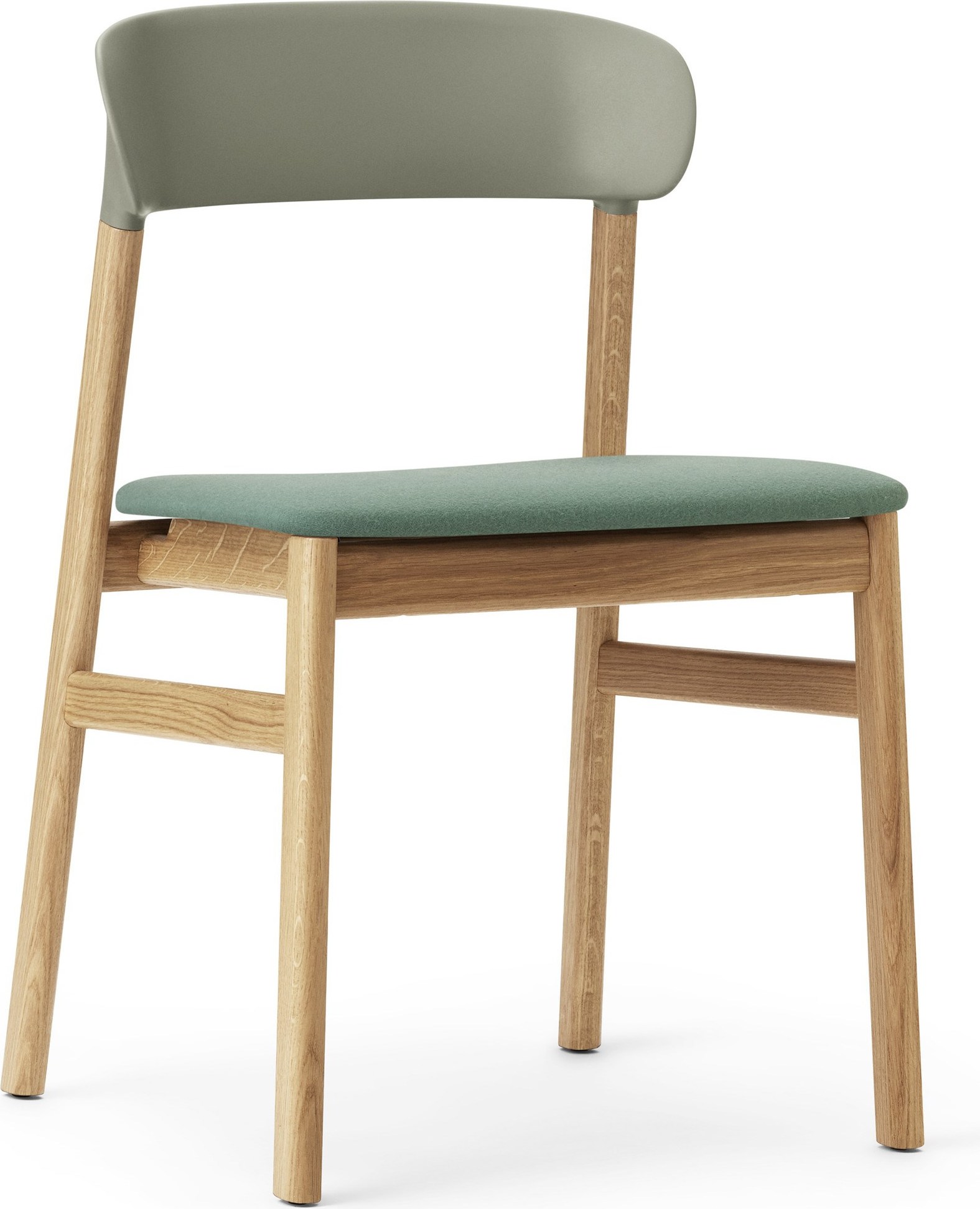 Krzesło Herit jasny dąb siedzisko tapicerowane zielone