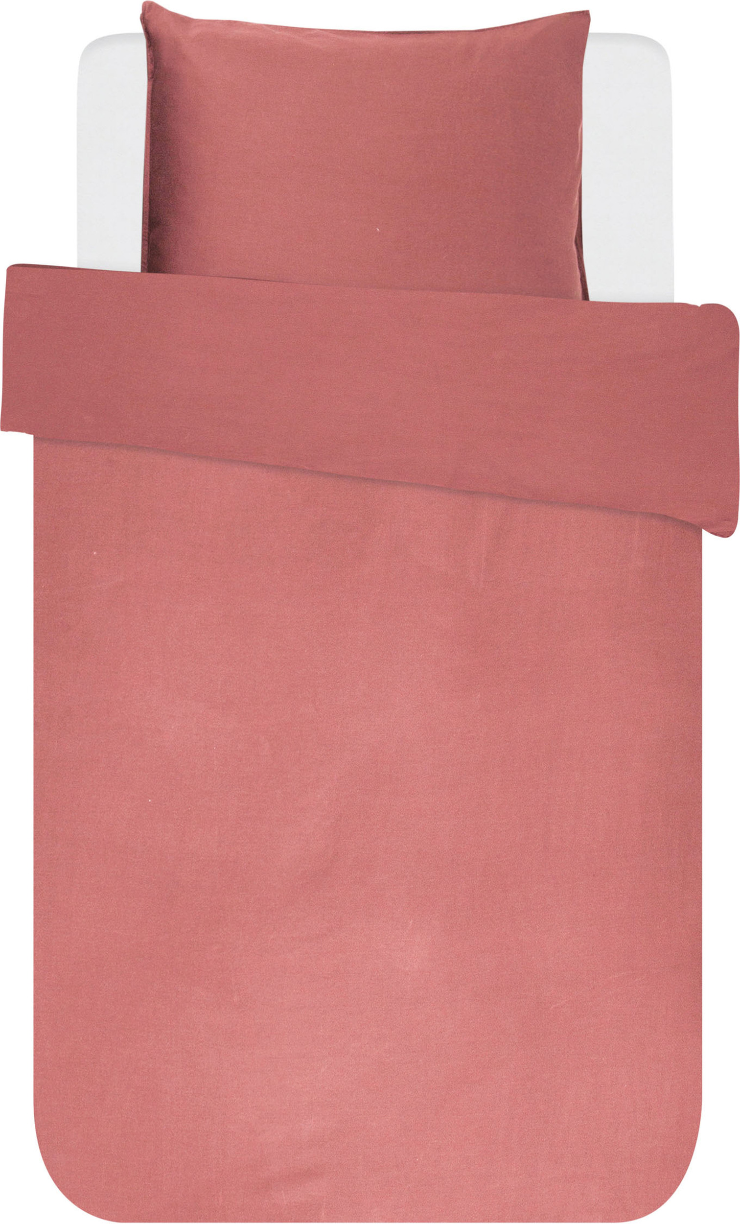 Pościel Minte 135 x 200 cm koralowa z poszewką na poduszkę 80 x 80 cm zapięcie suwak