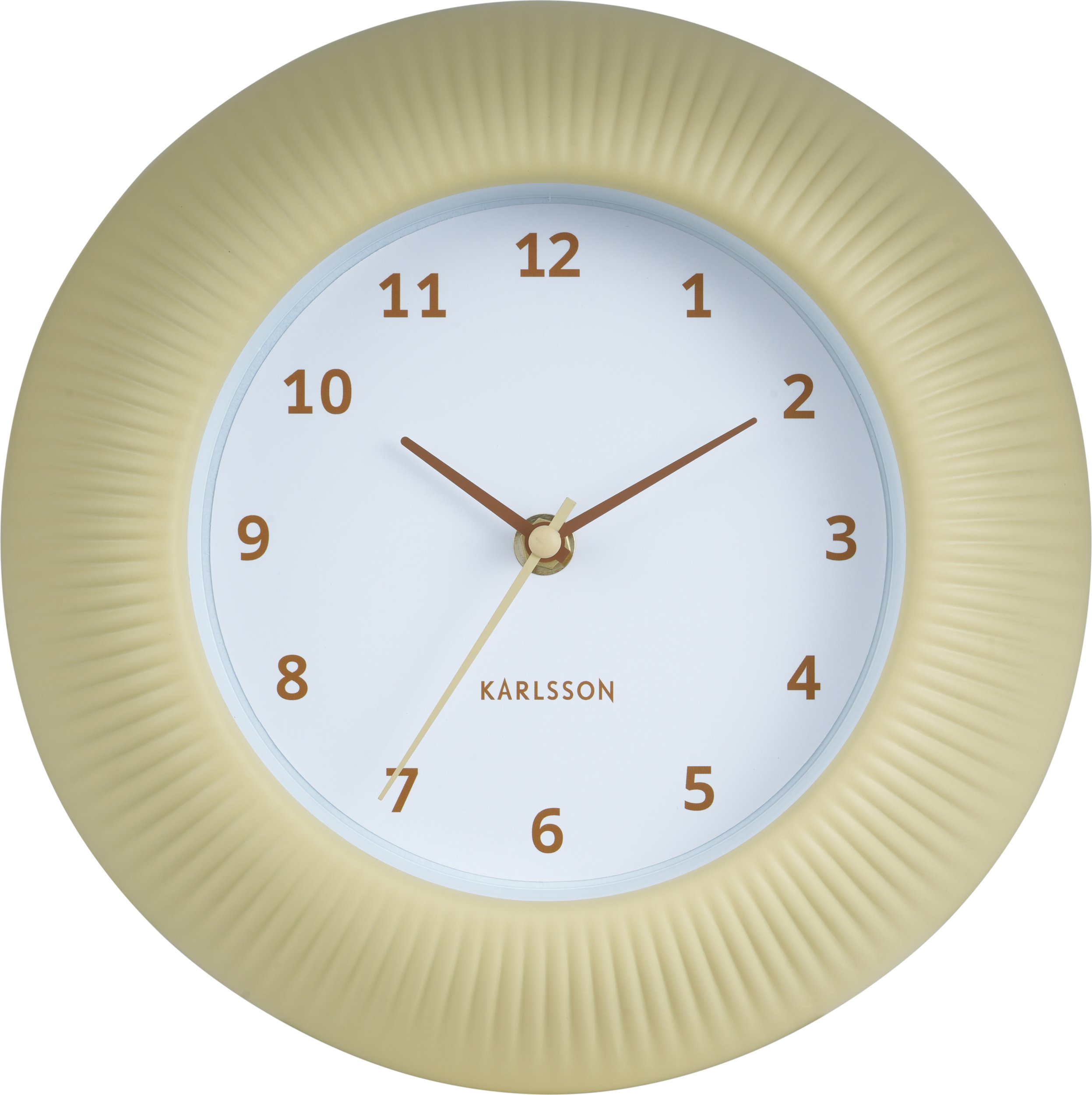 Zegar ścienny Tender Rib jasnożółty