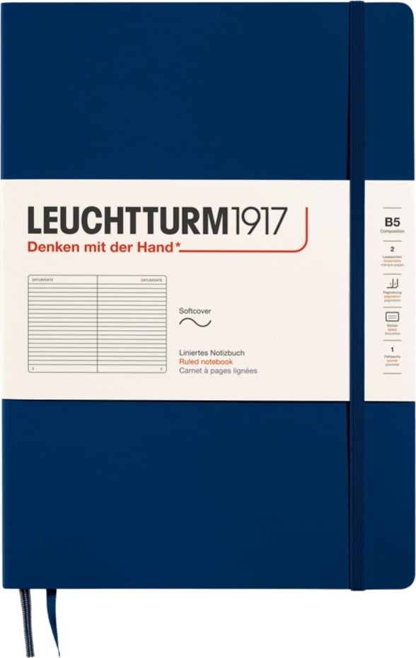 Notes w linię w miękkiej oprawie Leuchtturm 1917 B5 123 strony granatowy 80 g/m²