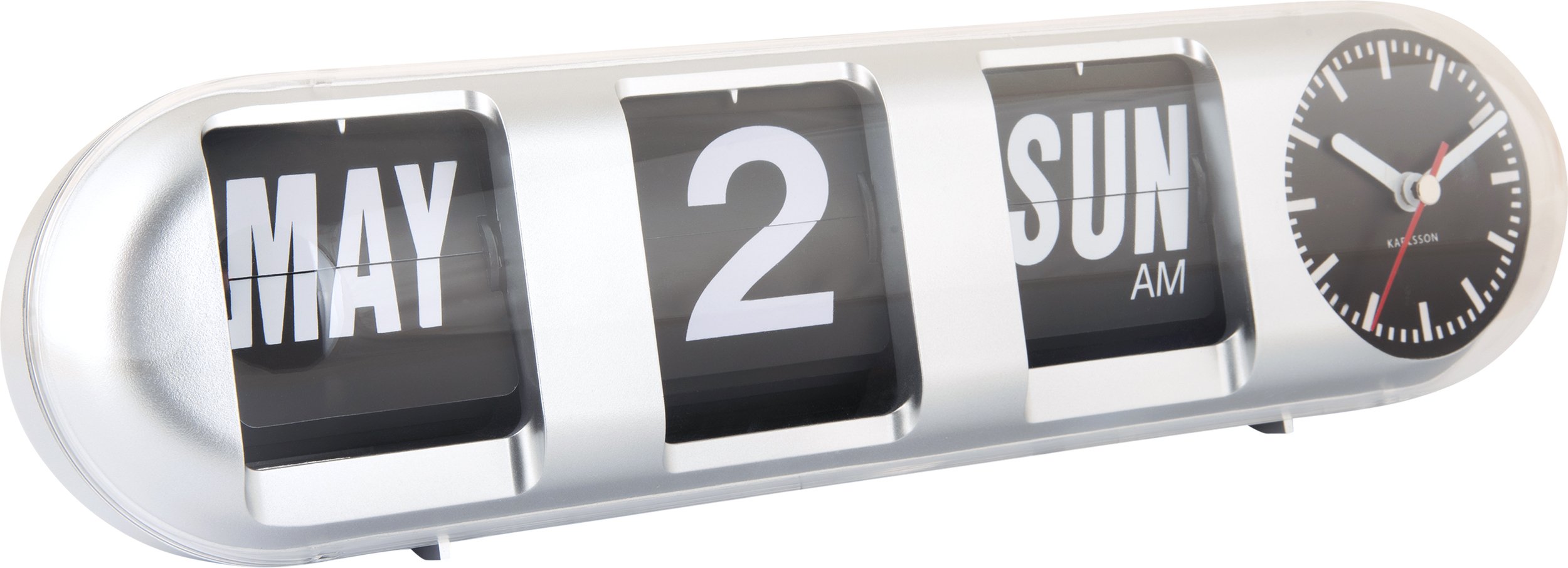 Zegar Tube Flip srebrny