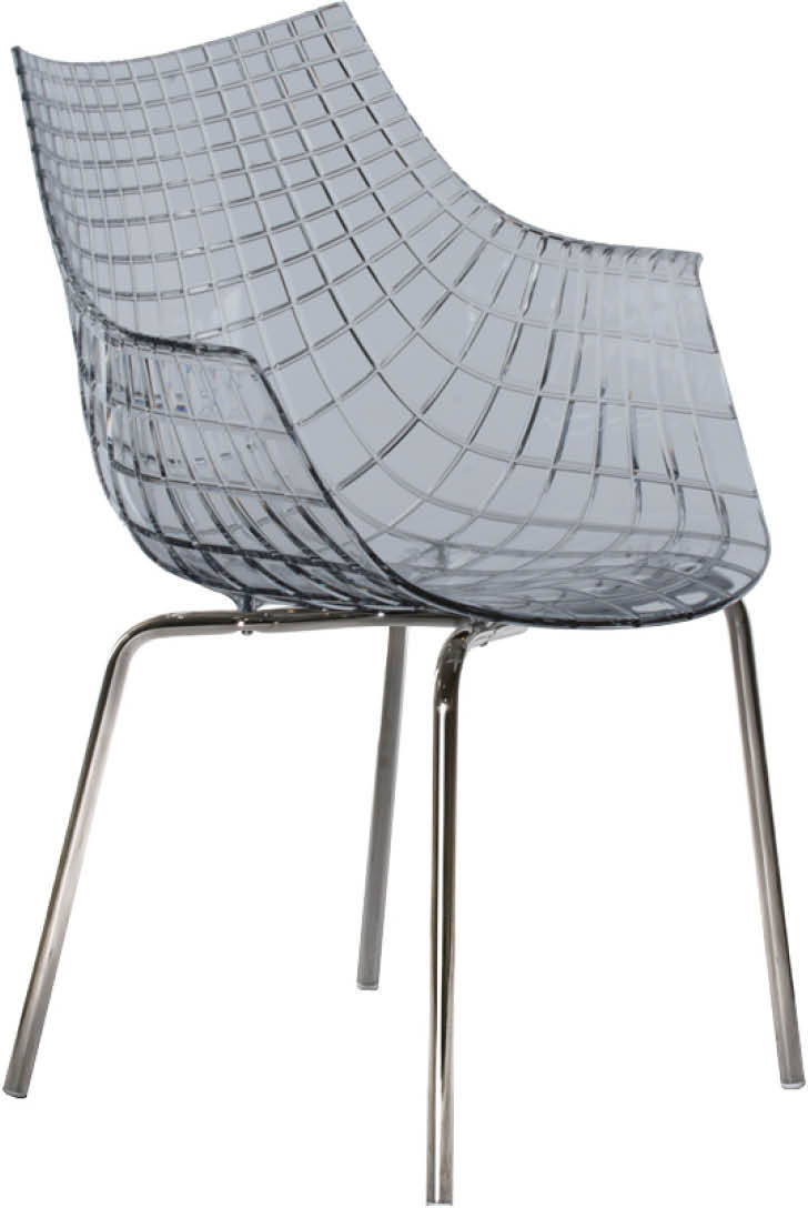 Krzesło Meridiana transparentne antracytowe na stalowych nogach